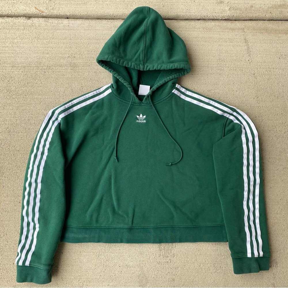 Adidas Womens Cropped Hoodie Forest Green